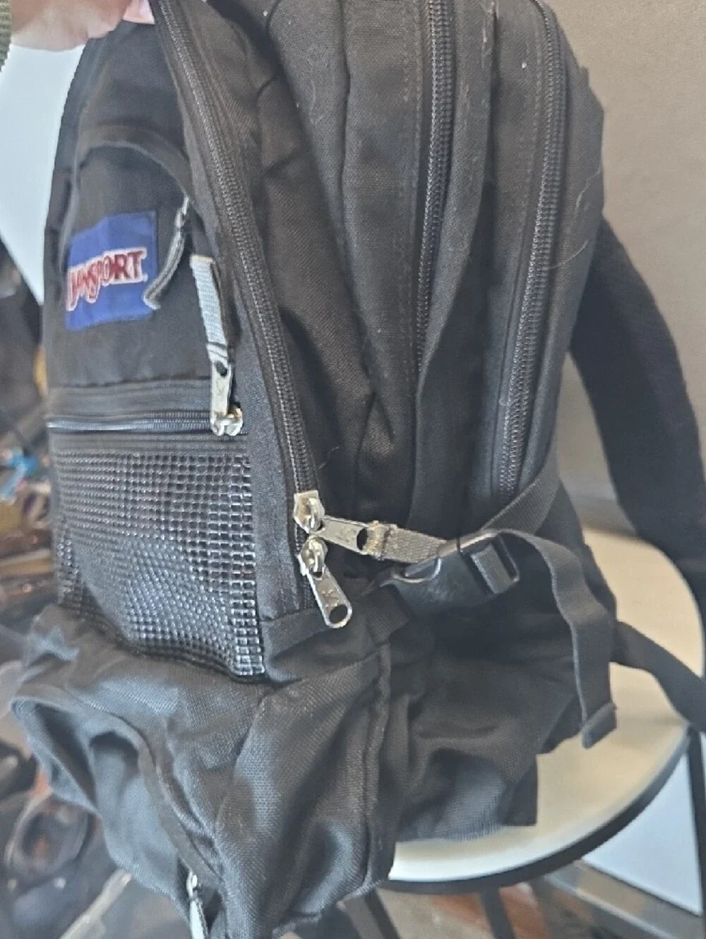Jansport Men's Black Backpack with Front Organizer And Airlift Straps